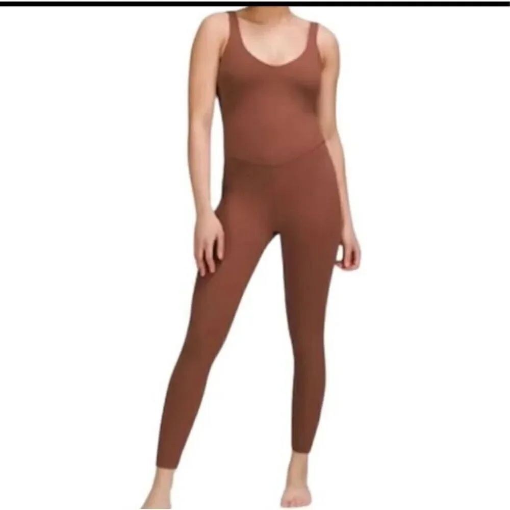 LULULEMON Align Yoga One Piece Bodysuit 25 inseam Size 6 Brown gym Pilates
